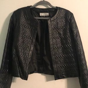 Black TAHARI leather patterned jacket